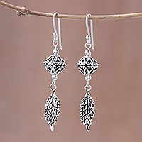 Sterling silver dangle earrings, 'Fine Nature' - Sterling Silver Dangle Earrings Crafted in Thailand