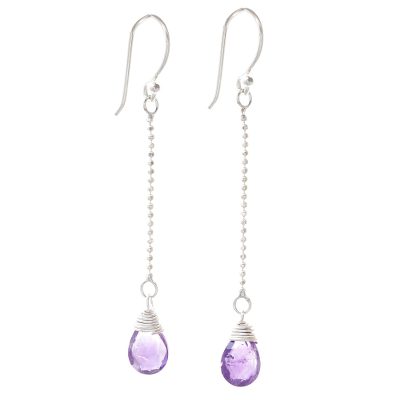 Amethyst dangle earrings, 'Gala Sparkle' - Faceted Amethyst Dangle Earrings from Thailand