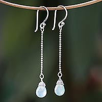 Chalcedony dangle earrings, 'Gala Sparkle in Blue' - Faceted Blue Chalcedony Dangle Earrings from Thailand