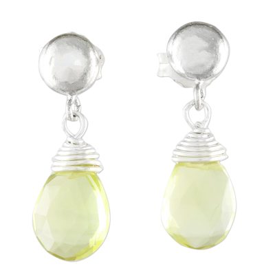 Citrine dangle earrings, 'Morning Sparkle' - Faceted Citrine Dangle Earrings from Thailand