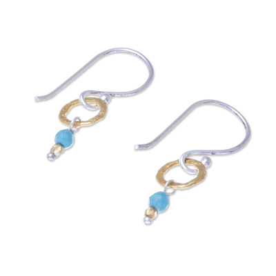 Gold accented calcite dangle earrings, 'Regal Rings' - Gold Accented Calcite Dangle Earrings from Thailand