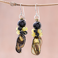 Cultured pearl and serpentine dangle earrings, 'Enchanted Beauty' - Cultured Pearl and Serpentine Beaded Dangle Earrings