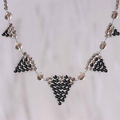 Glass beaded pendant necklace, 'Triangle Love' - Triangle Pattern Glass Beaded Pendant Necklace from Thailand
