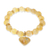 Gold accented quartz beaded stretch bracelet, 'Purest Heart in Yellow' - Gold Accented Quartz Beaded Heart Bracelet in Yellow thumbail