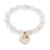 Gold accented quartz beaded stretch bracelet, 'Purest Heart' - Gold Accented Quartz Beaded Heart Bracelet from Thailand
