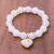 Gold accented quartz beaded stretch bracelet, 'Purest Heart' - Gold Accented Quartz Beaded Heart Bracelet from Thailand (image 2b) thumbail