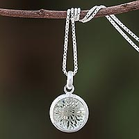 Amethyst pendant necklace, 'Sparkling Circle'