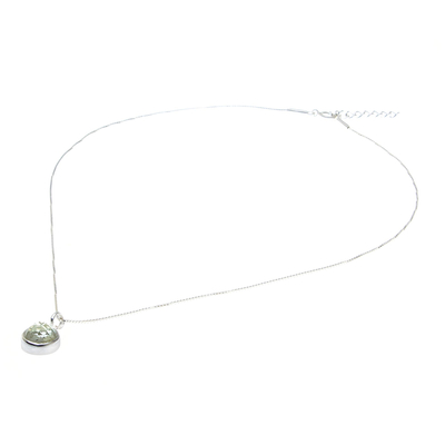 Amethyst pendant necklace, 'Sparkling Circle' - Circular Green Amethyst Pendant Necklace from Thailand