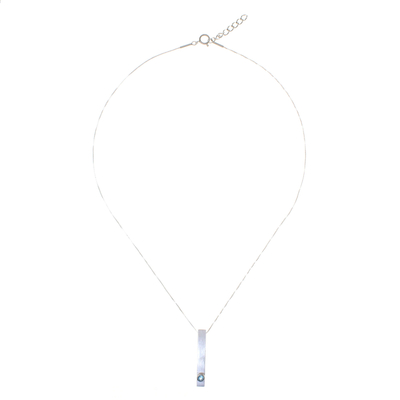 Blue topaz pendant necklace, 'Modern Twinkle' - Modern Blue Topaz Pendant Necklace from Thailand