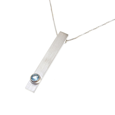 Blue topaz pendant necklace, 'Modern Twinkle' - Modern Blue Topaz Pendant Necklace from Thailand