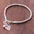 Silver beaded charm bracelet, 'Ringing Love' - Karen Silver Beaded Heart Charm Bracelet from Thailand (image 2c) thumbail