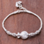 Silver beaded pendant bracelet, 'Fish Love' - Karen Silver Fish Beaded Pendant Bracelet from Thailand (image 2) thumbail