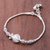 Silver beaded pendant bracelet, 'Fish Love' - Karen Silver Fish Beaded Pendant Bracelet from Thailand (image 2b) thumbail