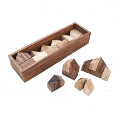 Holzspiel, (37 Teile) - Raintree Wood City Builder-Spiel aus Thailand (37 Teile)
