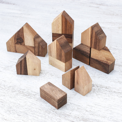 Juego de madera, (37 piezas) - Raintree Wood City Builder Juego de Tailandia (37 piezas)