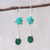 Quartz and agate dangle earrings, 'Minty Moon' - Green Quartz and Agate Dangle Earrings from Thailand