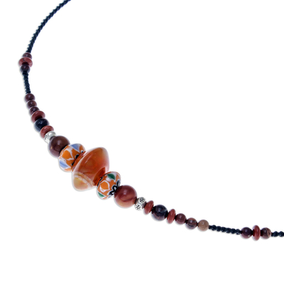 Agate and jasper beaded necklace, 'Passionate Fire' - Agate and Jasper Beaded Necklace from Thailand