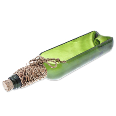 Bandeja de vidrio reciclado - Bandeja para botellas de vidrio reciclado verde de Tailandia