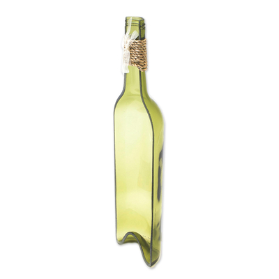 Recycled glass tray, 'Message Bringer' - Artisan Crafted Recycled Glass Bottle Tray from Thailand