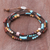 Jasper and leather beaded wrap bracelet, 'Mountain Charm' - Jasper Dyed Calcite and Leather Wrap Bracelet from Thailand (image 2) thumbail
