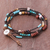 Jasper and leather beaded wrap bracelet, 'Mountain Charm' - Jasper Dyed Calcite and Leather Wrap Bracelet from Thailand (image 2b) thumbail