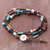 Jasper and leather beaded wrap bracelet, 'Mountain Charm' - Jasper Dyed Calcite and Leather Wrap Bracelet from Thailand (image 2c) thumbail