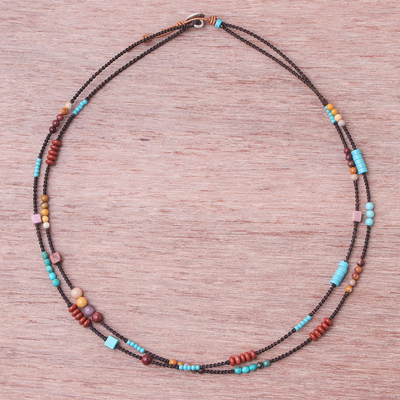 Halskette aus Jaspis- und Calcitperlen - Handgefertigte Calcit- und Jaspis-Halskette mit verstellbarer Länge