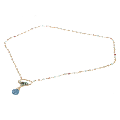 Agate and jasper statement necklace, 'Island Breeze' - Agate Jasper and Reconstituted Turquoise Statement Necklace