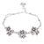 Silver beaded pendant bracelet, 'Lovely Bouquet' - Floral Karen Silver Beaded Pendant Bracelet from Thailand thumbail