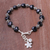 Onyx beaded bracelet, 'Black Hearts' - Heart Pattern Onyx Beaded Bracelet from Thailand (image 2) thumbail