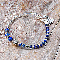 Lapis lazuli beaded bracelet, 'Karen Blue'