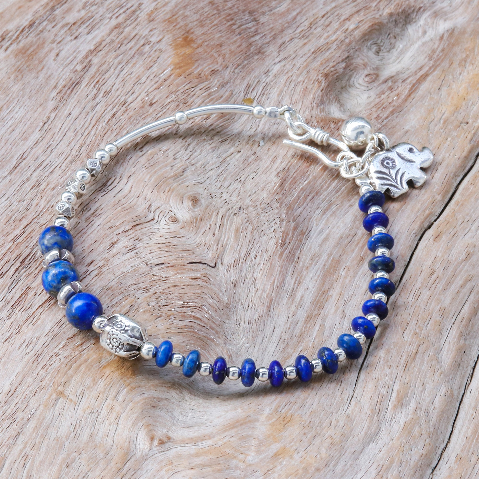 ★HARANG★ Lapis Lazuli Silver Beads Bracelet/BTS着用 HARANG / HR 247B_Rectangle Lapis Lazuli Bracelet / Wear BTS