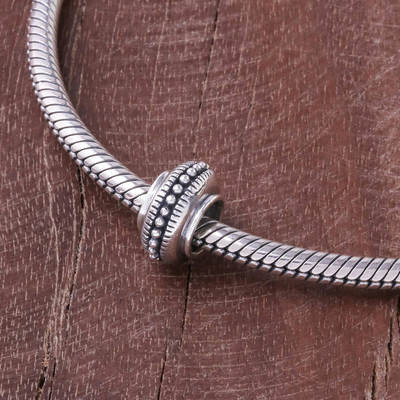 Cuenta de pulsera de plata esterlina - Abalorio de pulsera de plata esterlina con patrón de puntos de Tailandia