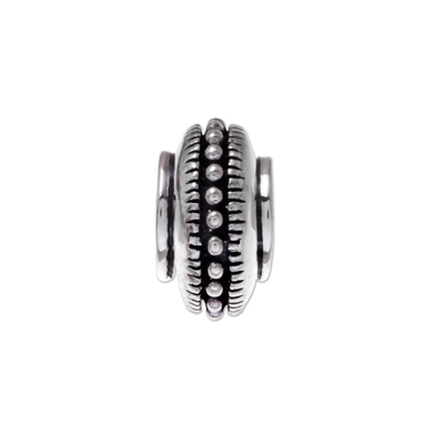Sterling silver bracelet bead, 'Glamorous Beauty' - Dot Pattern Sterling Silver Bracelet Bead from Thailand