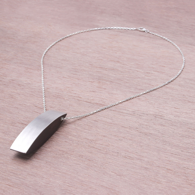 Sterling silver and wood pendant necklace, 'Sophisticated Figure' - Sterling Silver and Mai Maka Wood Pendant Necklace
