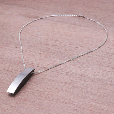 Collar colgante de plata de ley y madera - Sofisticado Collar de Plata Esterlina y Madera