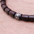 Wood and sterling silver beaded necklace, 'Dark Spiral Bangle' - Dark Wood and Sterling Silver Beaded Stretch Necklace