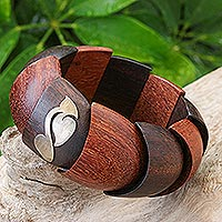 Featured review for Wood and sterling silver stretch bracelet, Natural Scales
