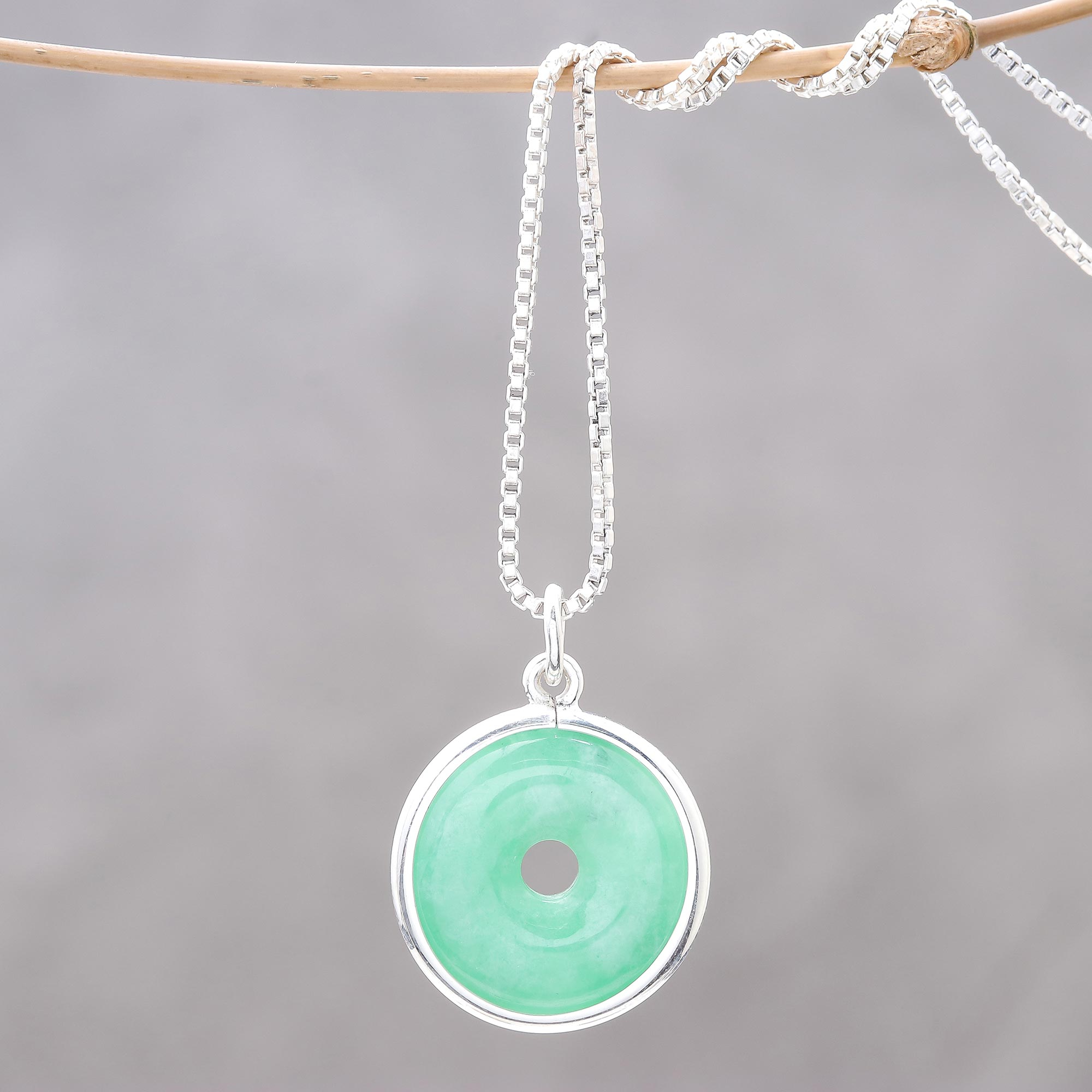 Circular Jade Pendant Necklace Crafted 