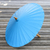 Cotton parasol, 'Simple Shade in Azure' - Cotton and Bamboo Parasol in Solid Azure from Thailand