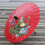 Paper parasol, 'Sunny Peacock in Crimson' - Peacock Motif Paper Parasol in Crimson from Thailand