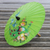 Paper parasol, 'Sunny Peacock in Lime' - Peacock Motif Paper Parasol in Lime from Thailand