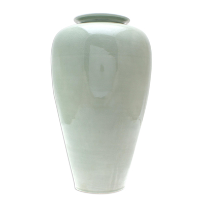 Celadon ceramic vase, 'Cool Crackle' - Green Celadon Ceramic Vase from Thailand