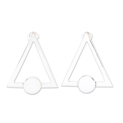 Sterling silver drop earrings, 'Triangle Mystic' - Triangular Sterling Silver Drop Earrings from Thailand