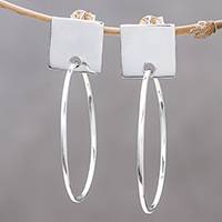 Sterling silver dangle earrings, 'Modern Dangle' - Modern Sterling Silver Dangle Earrings Crafted in Thailand