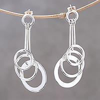 Sterling silver dangle earrings, Lively Rings