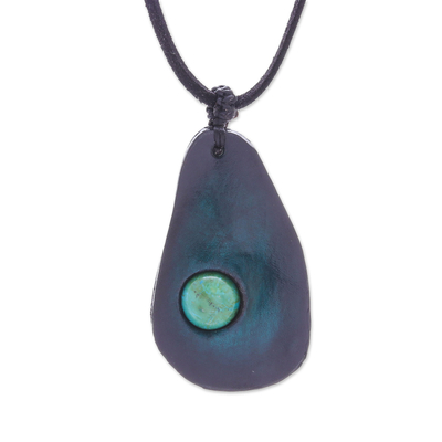 Howlite and leather pendant necklace, 'Stylish Avocado' - Howlite and Leather Pendant Necklace from Thailand