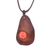 Carnelian and leather pendant necklace, 'Stylish Avocado' - Carnelian and Leather Pendant Necklace from Thailand
