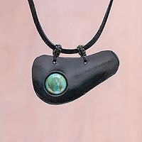 Howlite and leather pendant necklace, 'Beautiful Avocado'