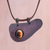 Tiger's eye and leather pendant necklace, 'Beautiful Avocado' - Handmade Tiger's Eye and Leather Pendant Necklace (image 2) thumbail